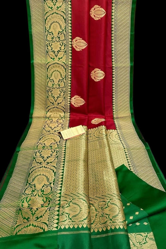 Laal Pure Katan Bananrasi Saree