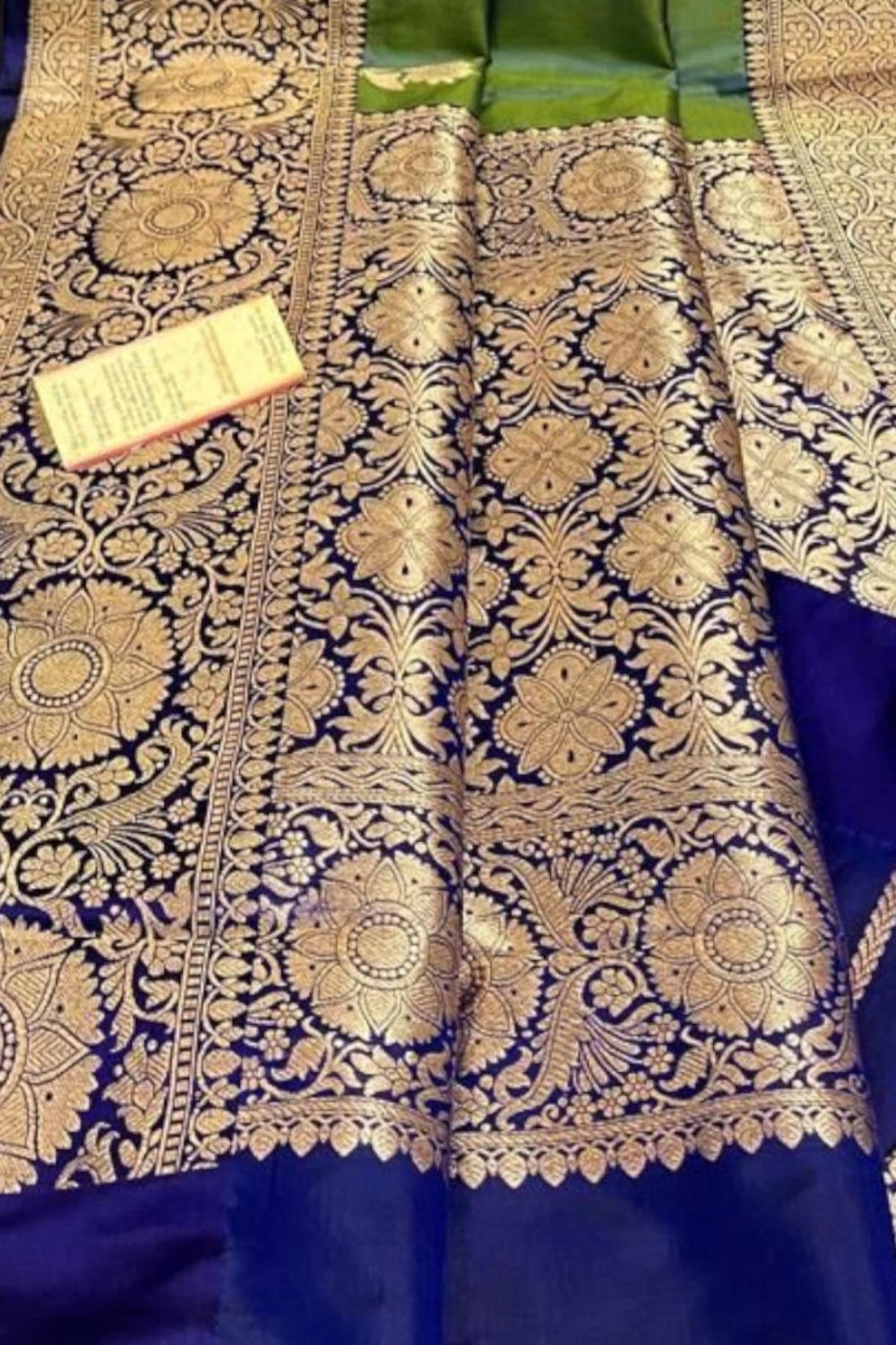 Green Pure Handloom Katan Banarasi