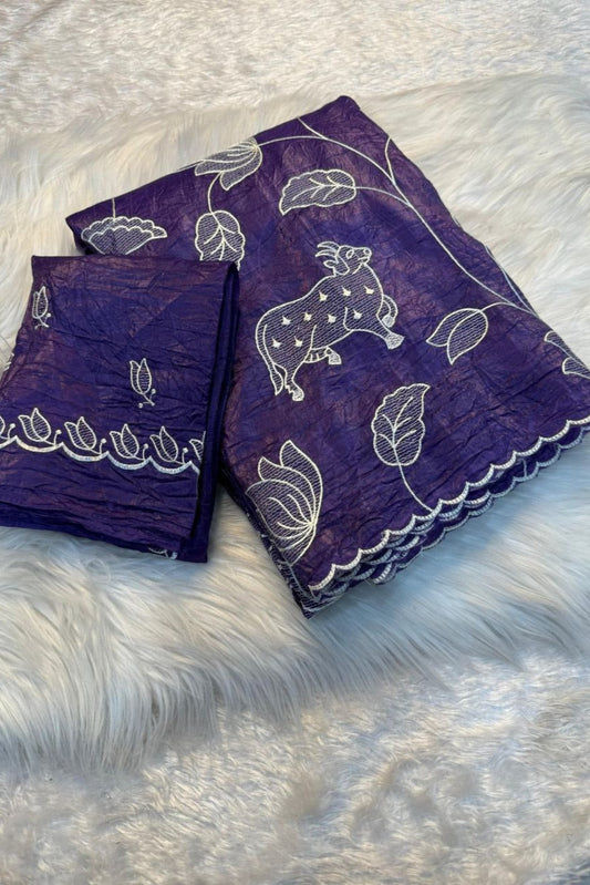 part wear violet pichwai designer saree