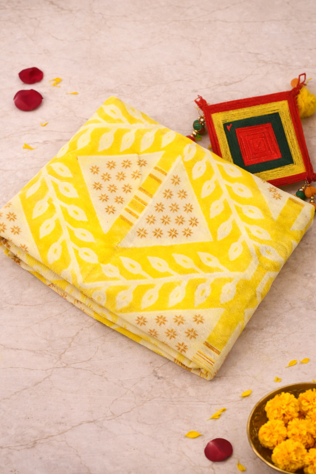 koonjitha yellow jamdani saree