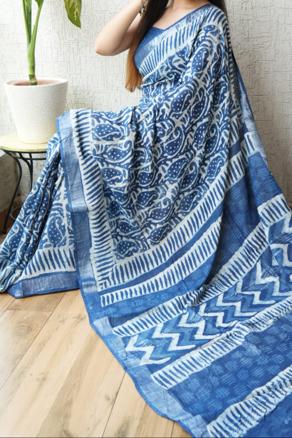 cotton linen saree