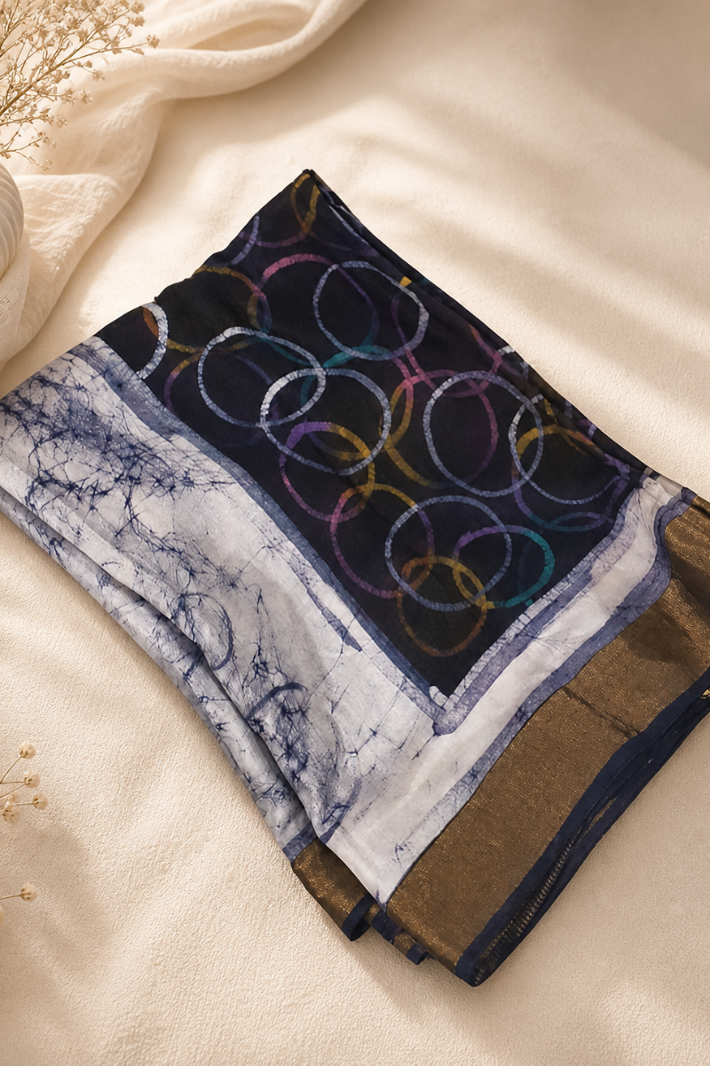 Blue banboo silk saree