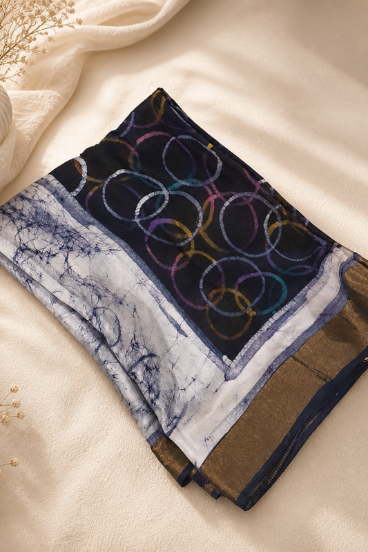 Blue banboo silk saree