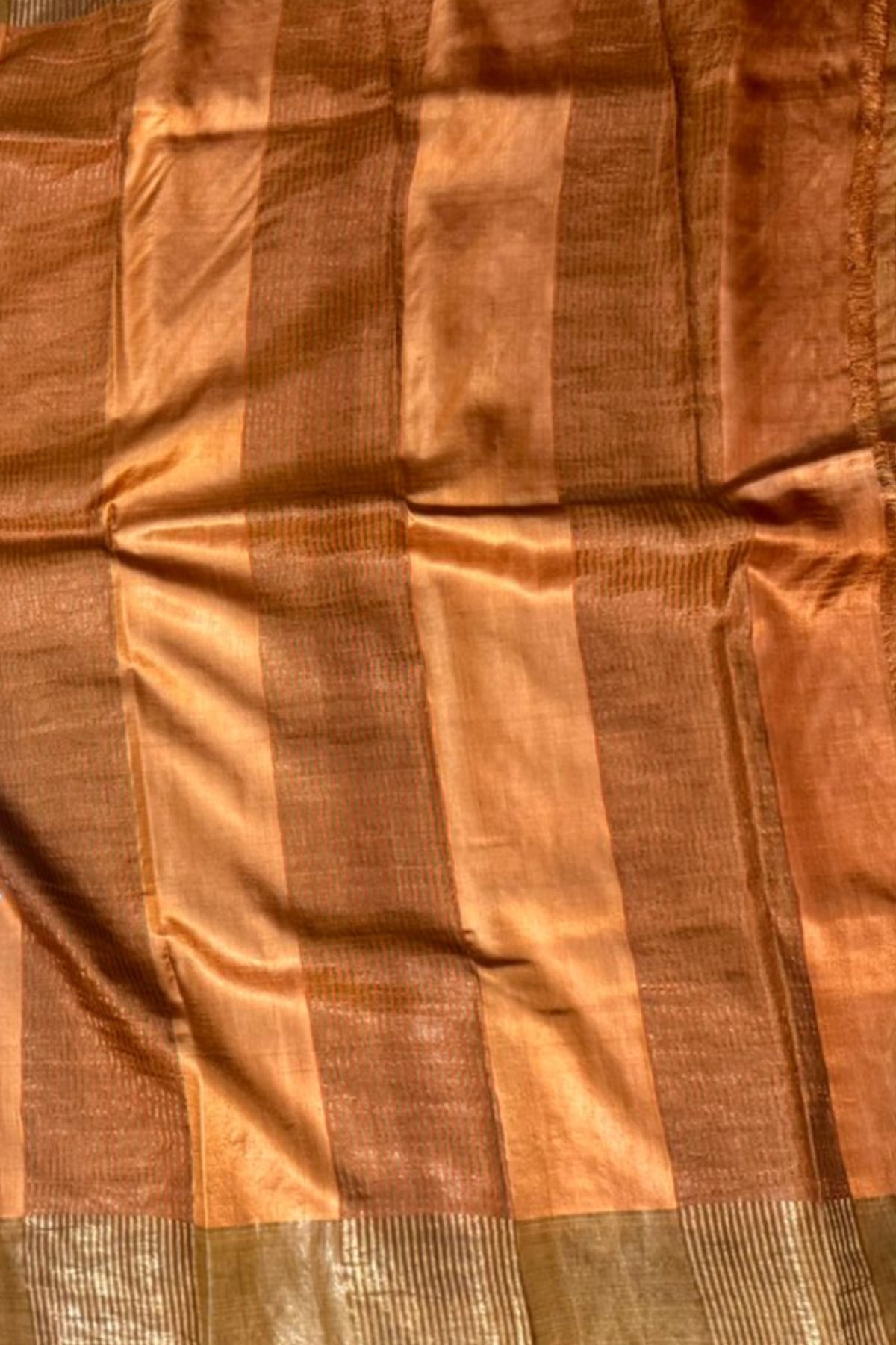 Blue orange pure handloom tussar saree 