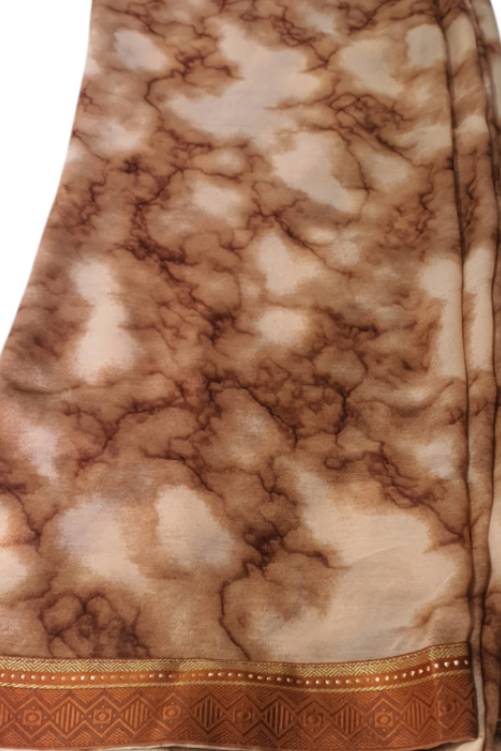 Brown printed saree