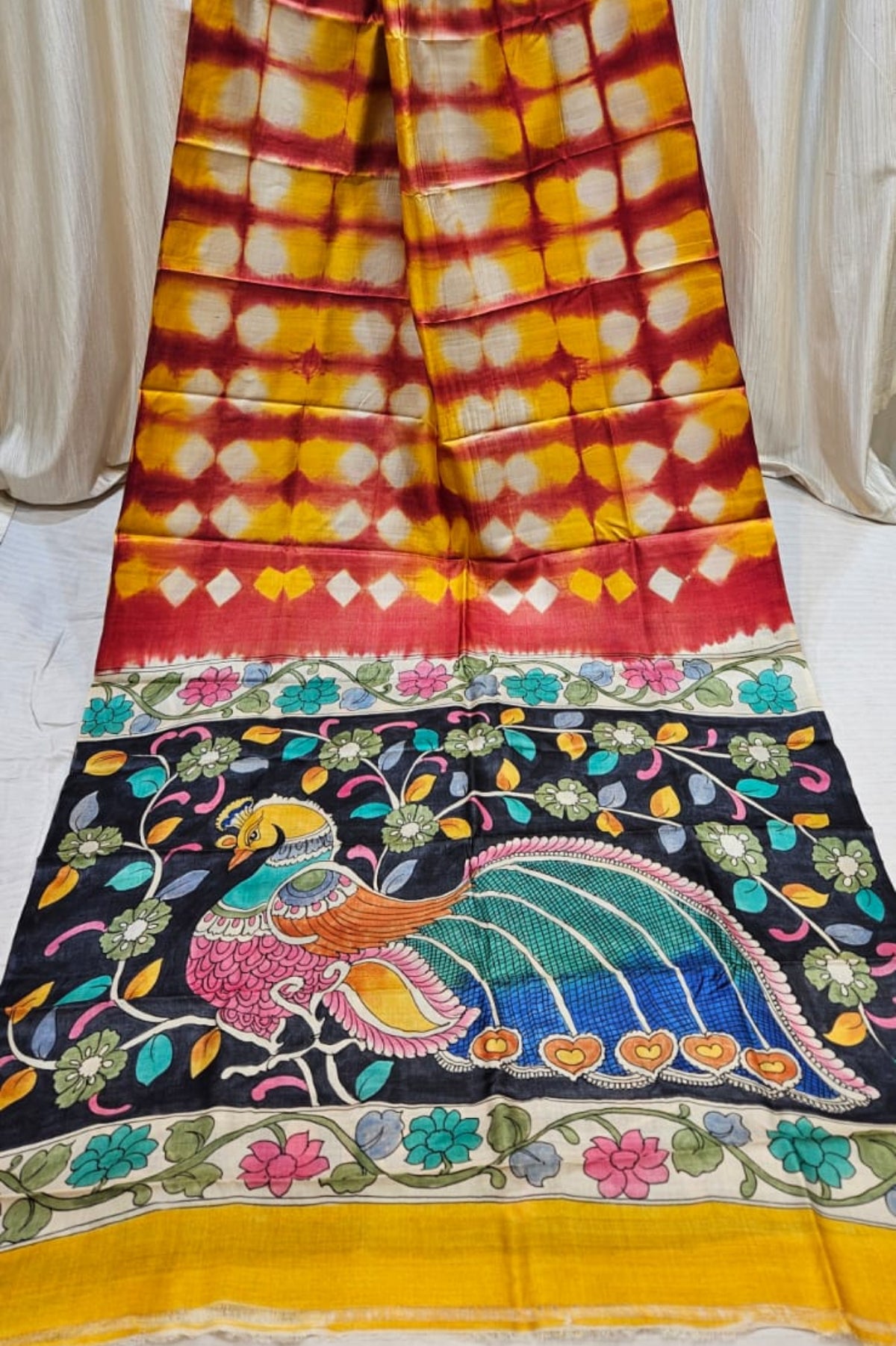 Fusion Saree Pure handloom Tussar 