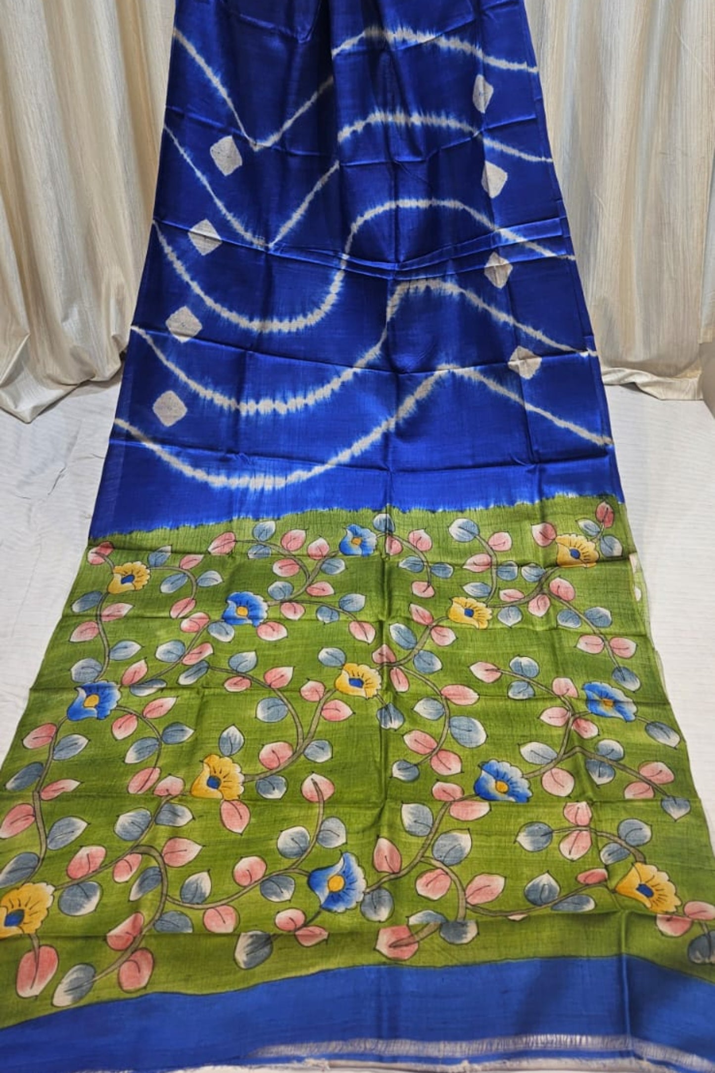 Fusion shibori & kalamkari saree