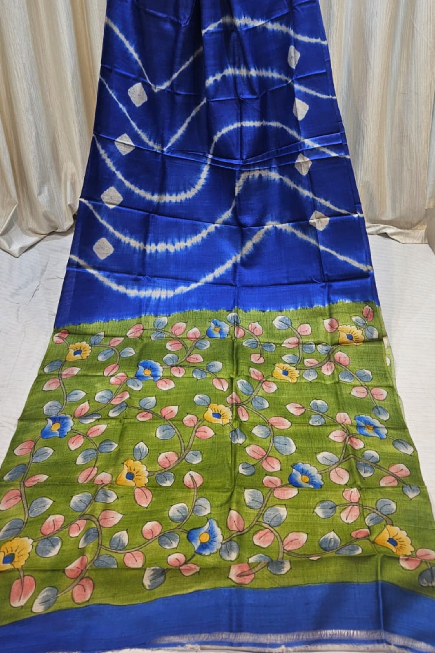 Fusion shibori & kalamkari saree