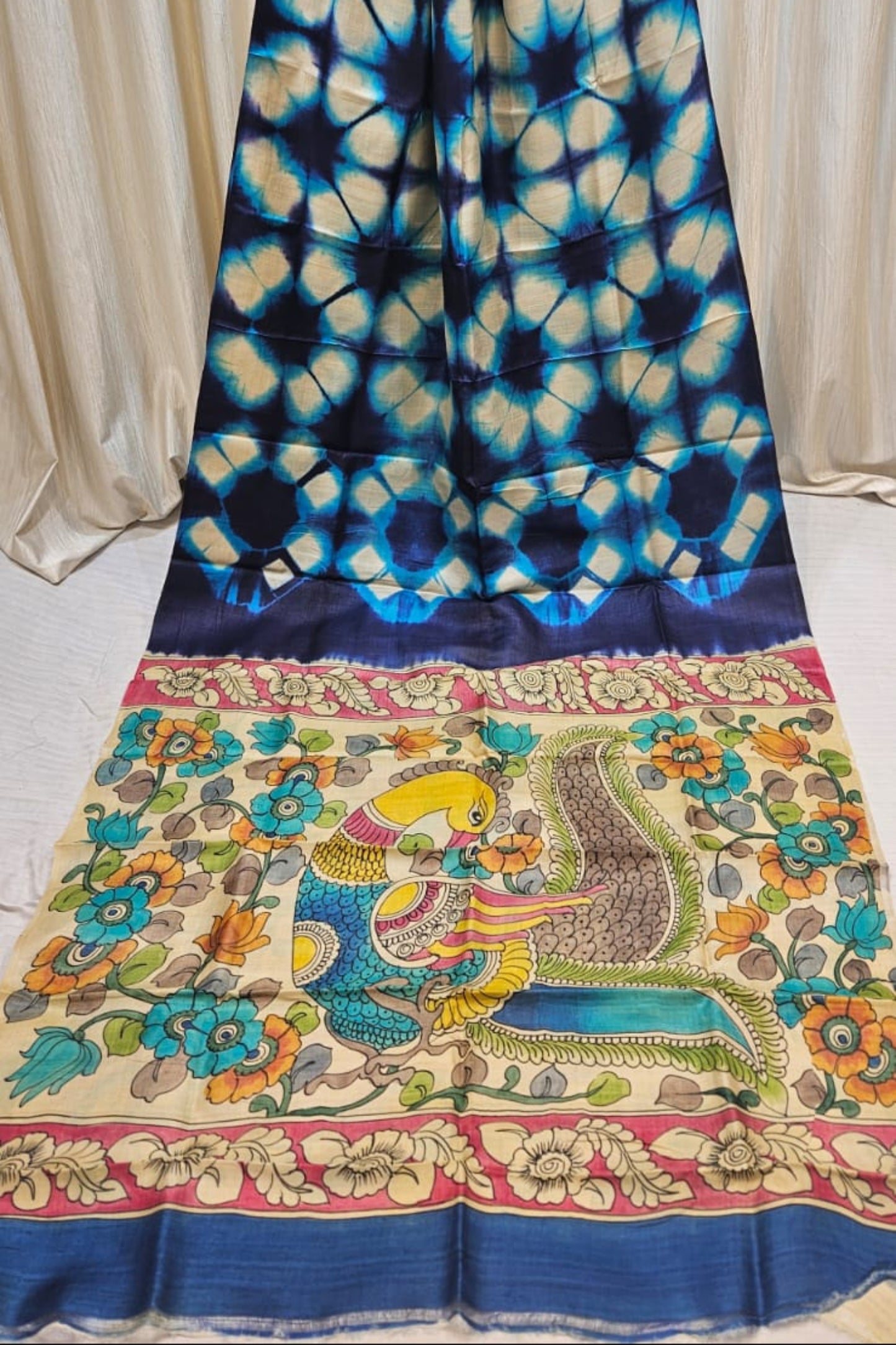 Fusion_shibori_kalamkari_saree