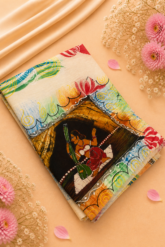 Hand painted cotton saree