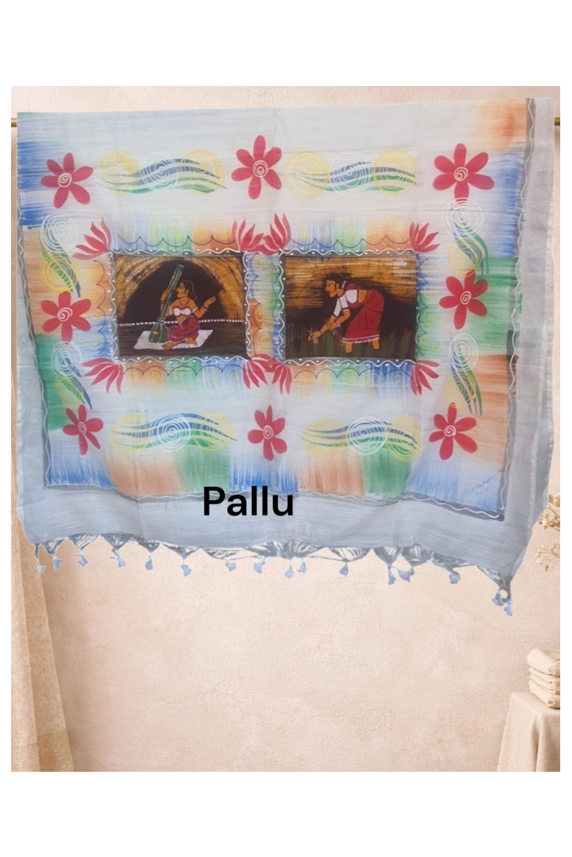 Hand painted cotton saree