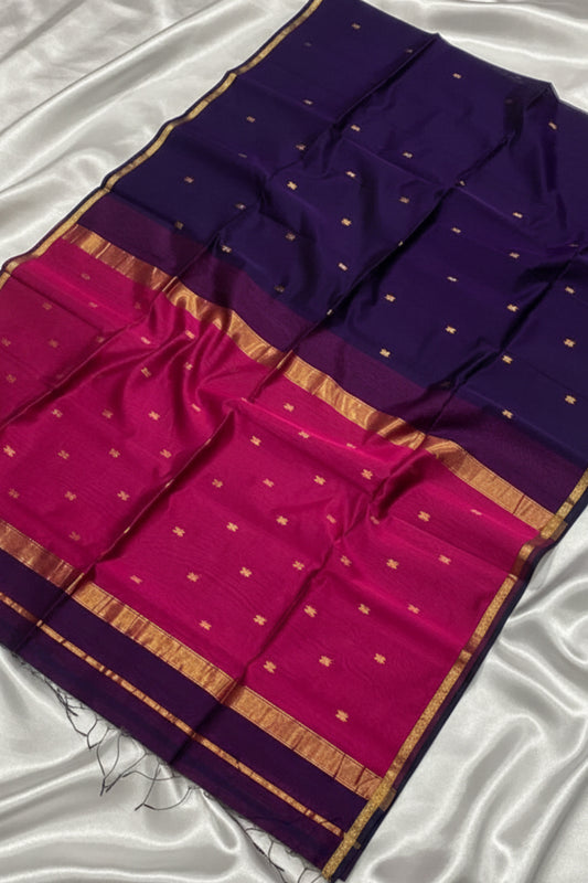 Hand woven star buta saree
