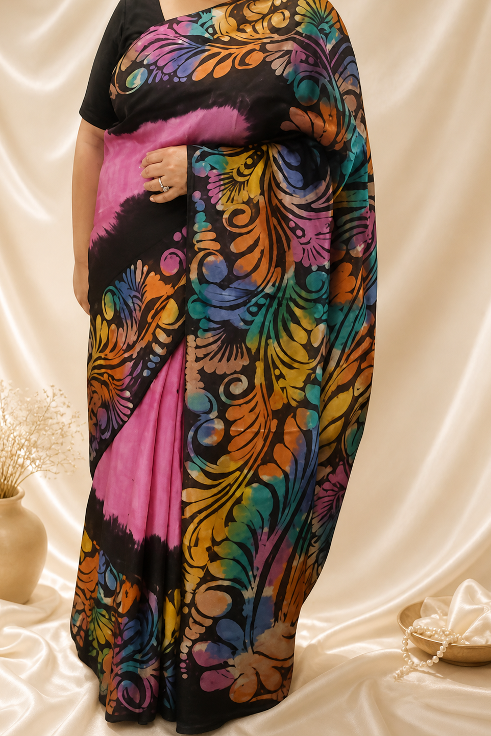 Pure SIlk Handpainted saree