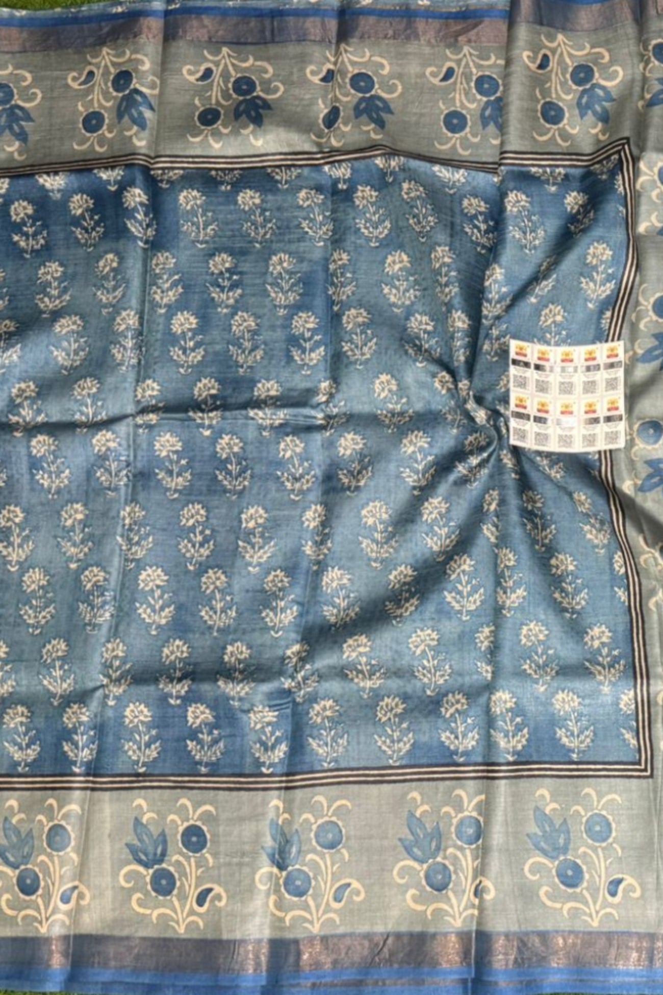  Light Blue Tussar saree 