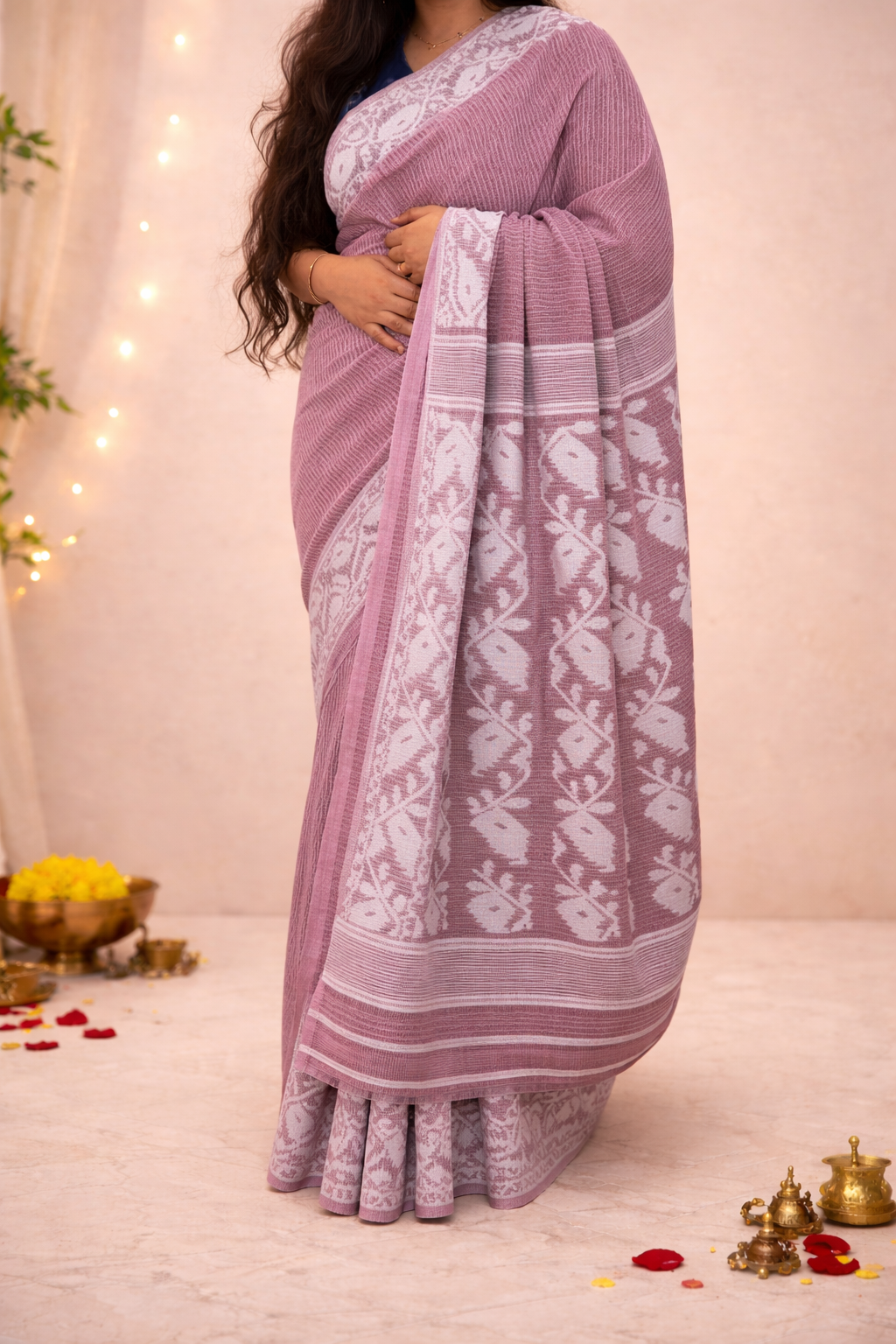 Mauve Jamdani Saree