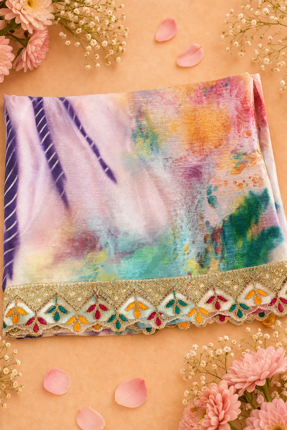 Multicolor Vibrant Shibori saree 