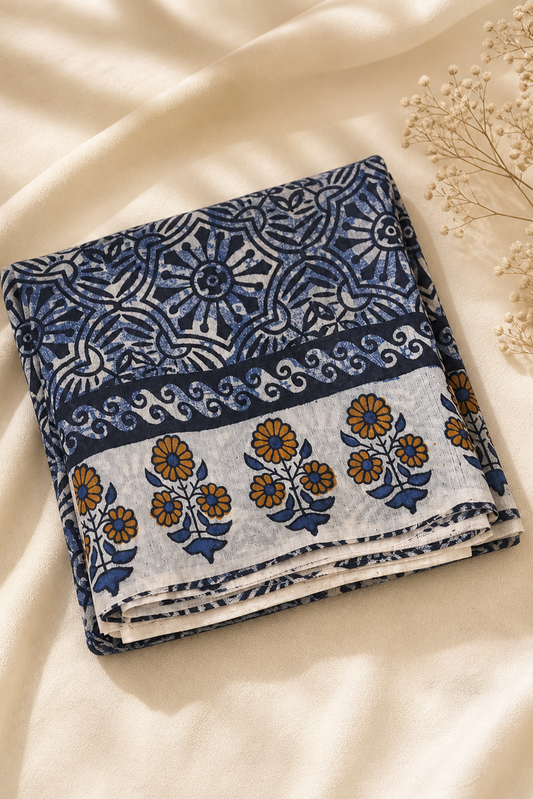 Navy Blue Tussar Silk