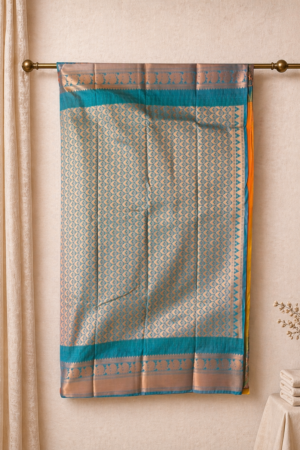 orange pure kanjiwaram saree