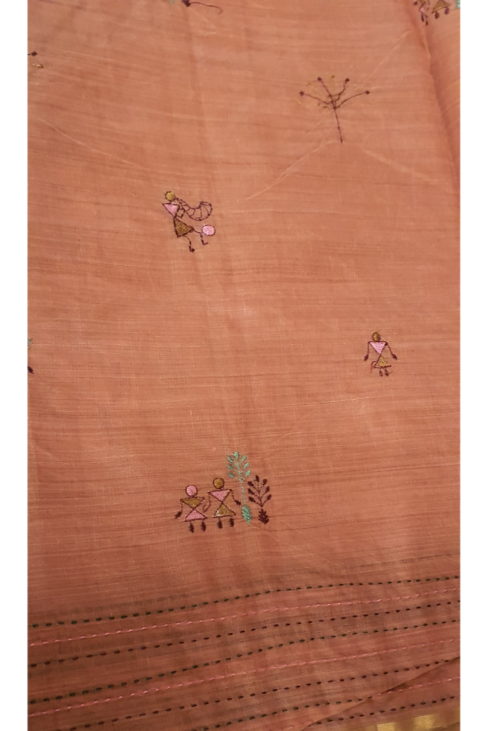 Peach Cotton Saree