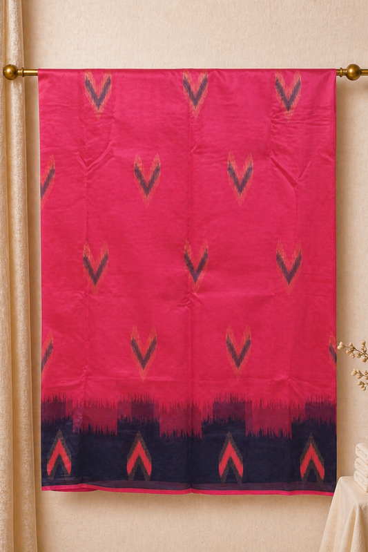 pink ikkat style saree