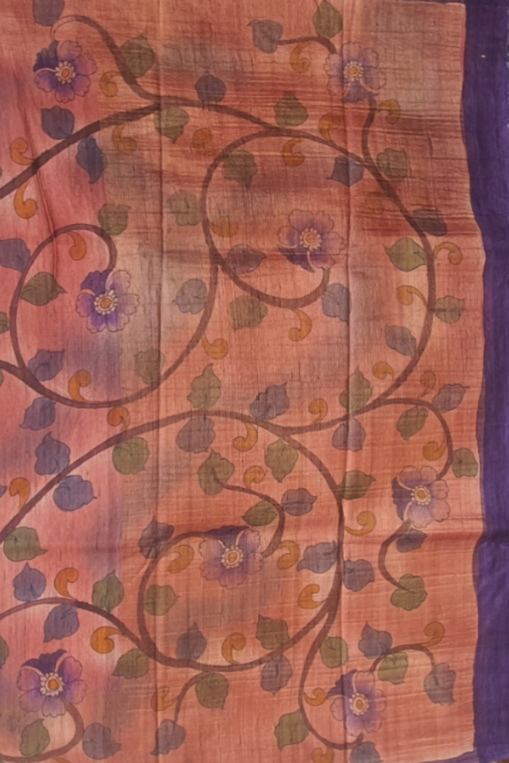 Pink Pure Kosa Silk Saree handloom with Kalamkari hand painting perfect for wedding, party, house warming, birthday, ceremony