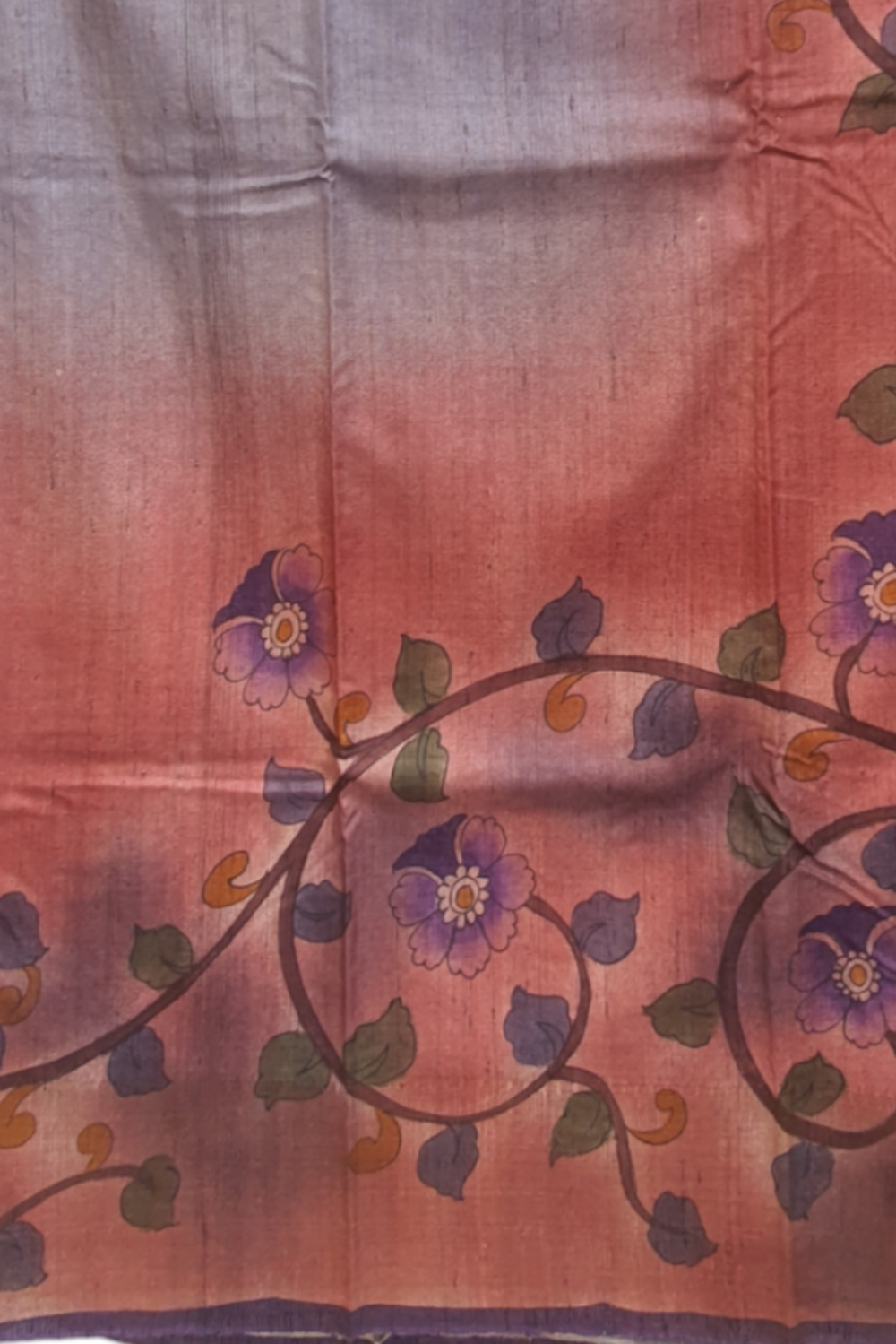 Pink Pure Kosa Silk Saree handloom with Kalamkari hand painting perfect for wedding, party, house warming, birthday, ceremony