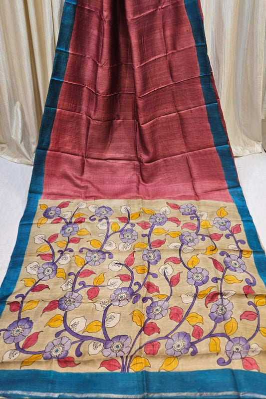 
Pure_Tussar_Handloom_Saree_with_Hand_Pen_Kalamkari_Pallu