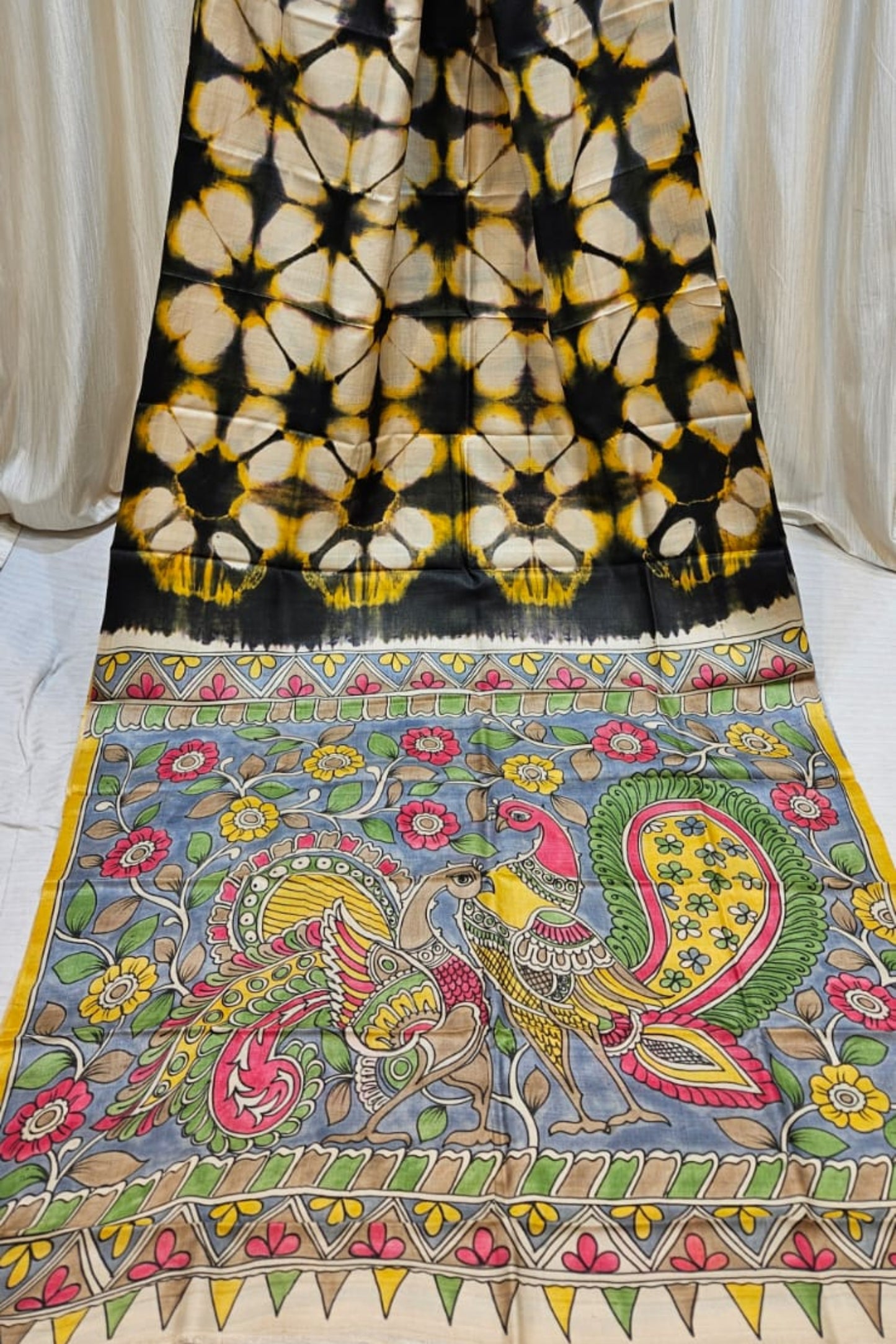 Pure_tussar_Fusion_shibori_and_kalamkaris_saree_10