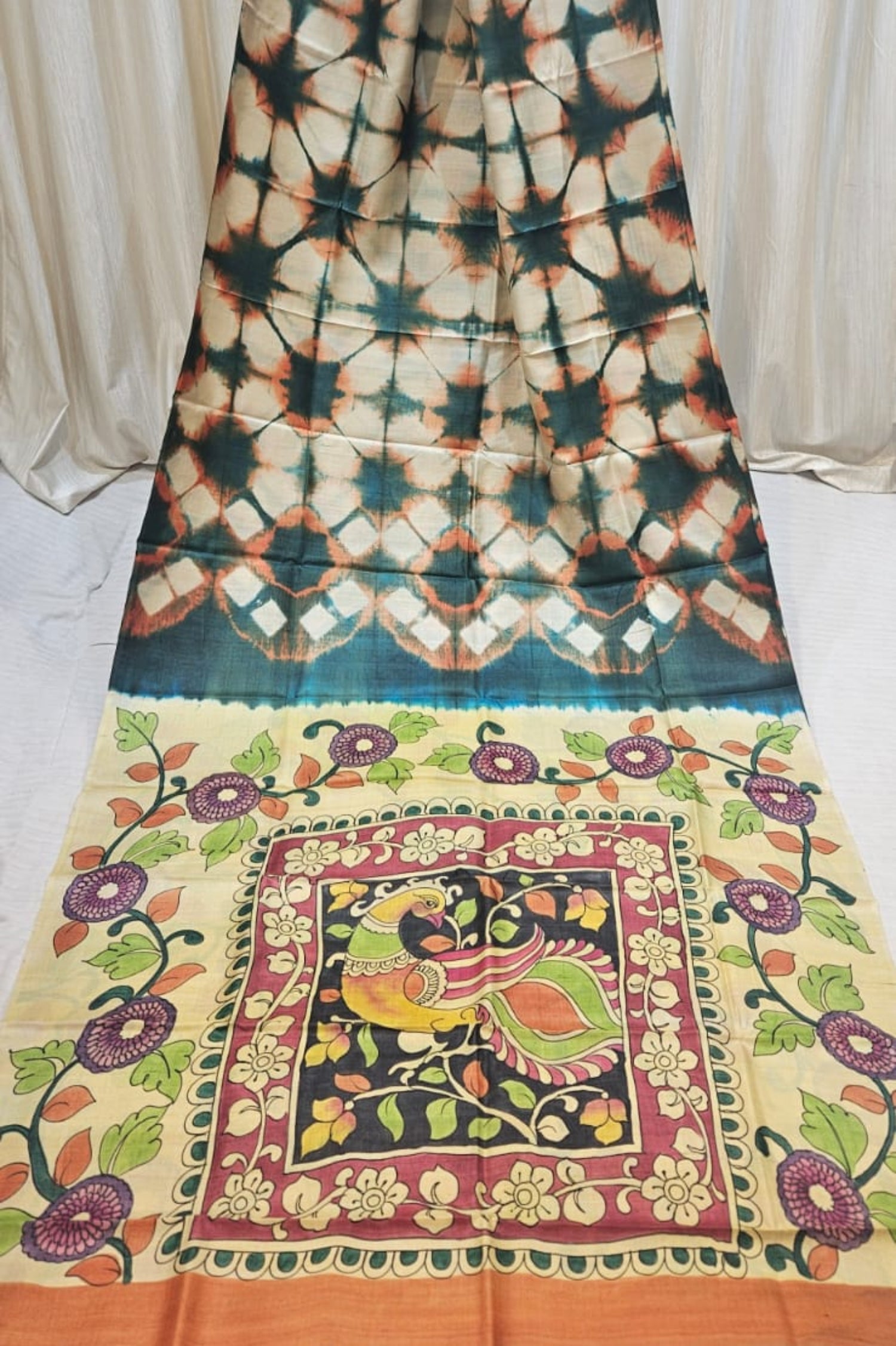 Pure_tussar_Fusion_shibori_and_kalamkaris_saree
