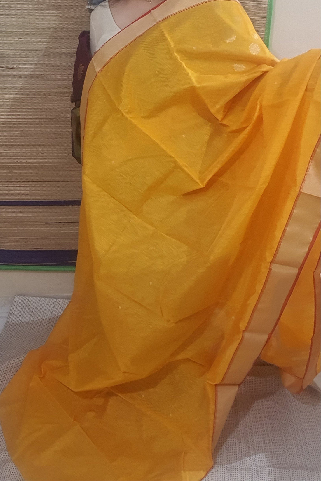 Haldi Yellow pure handloom chanderi