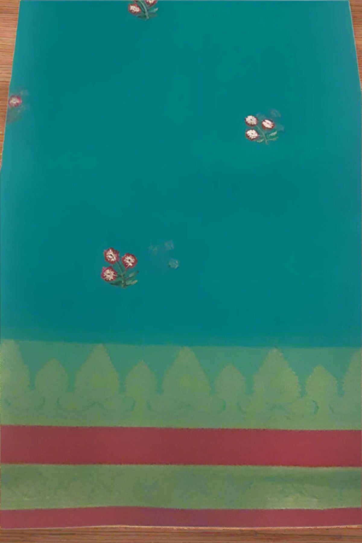 Sea Green Cotton Saree Gadwal Cotton Sari
