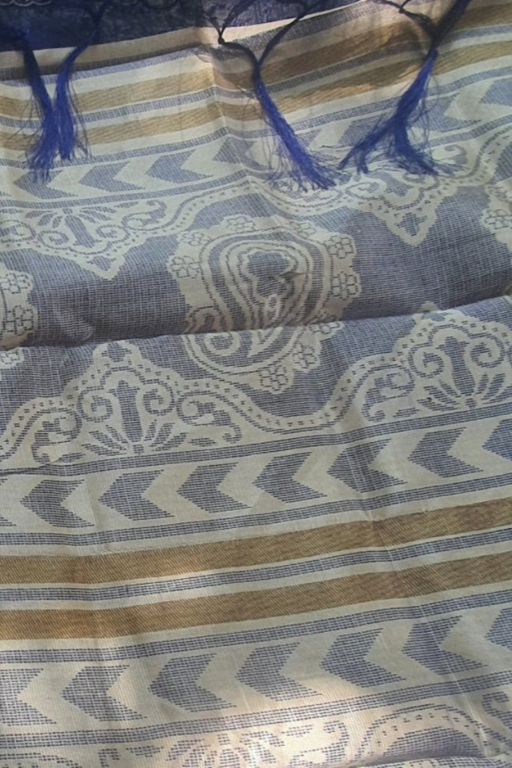 blue semi tussar saree