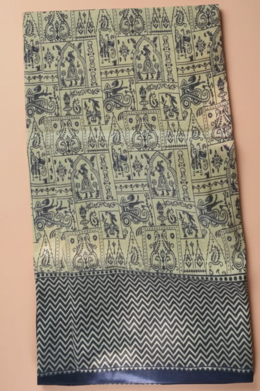 blue semi tussar saree