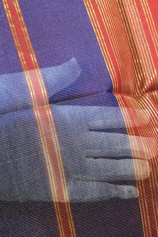 Violet Blue Sari Pure Cotton Silk Saree Pure Maheshwari Saree