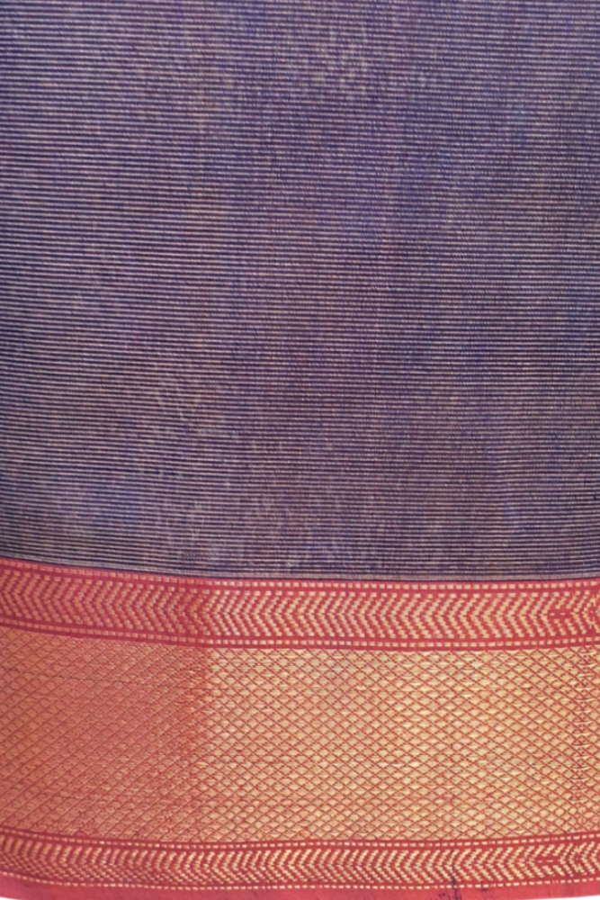Violet Blue Sari Pure Cotton Silk Saree Pure Tissue Maheshwari Saree
