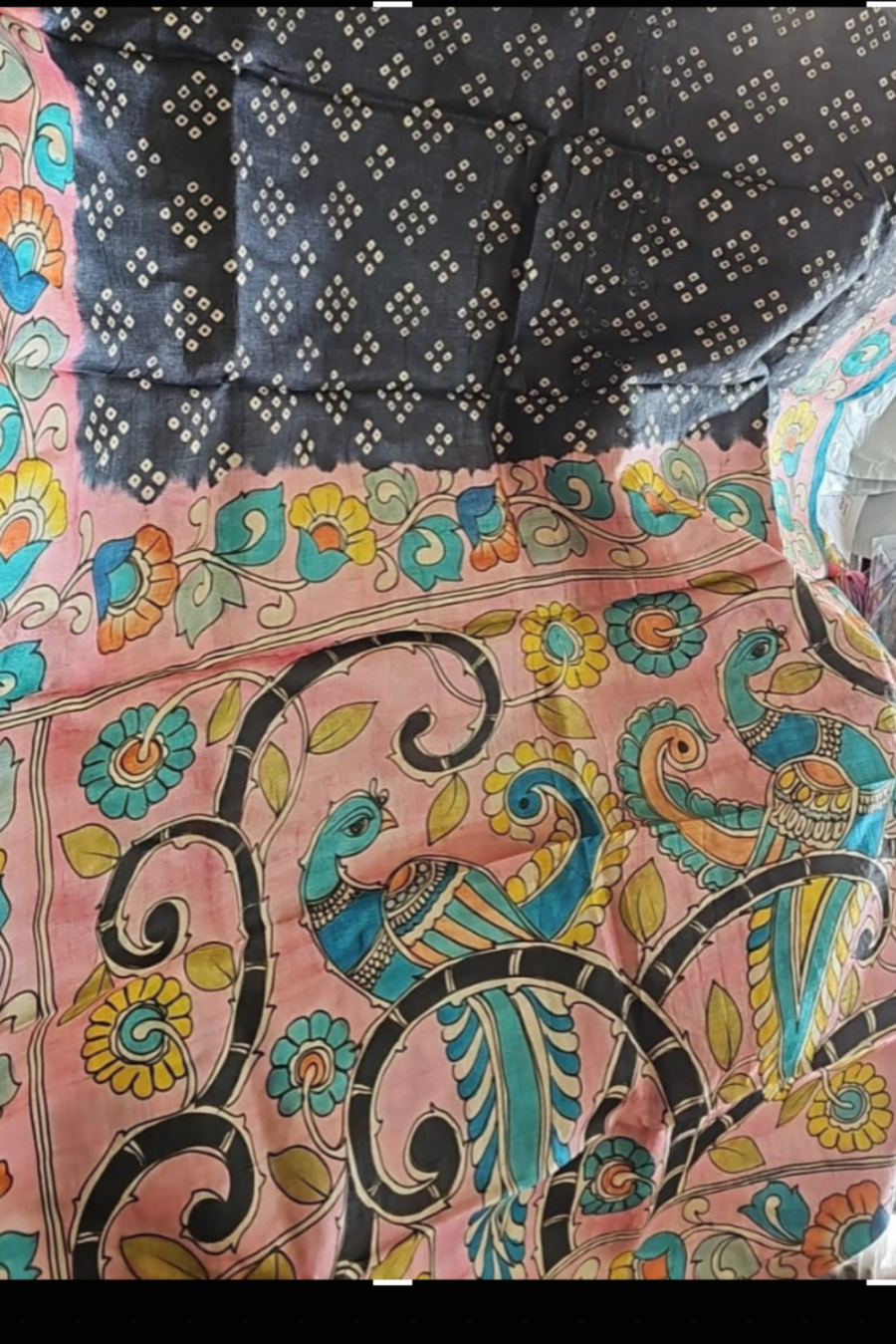 Pure Handloom Tussar saree with hand painted kalakari designs