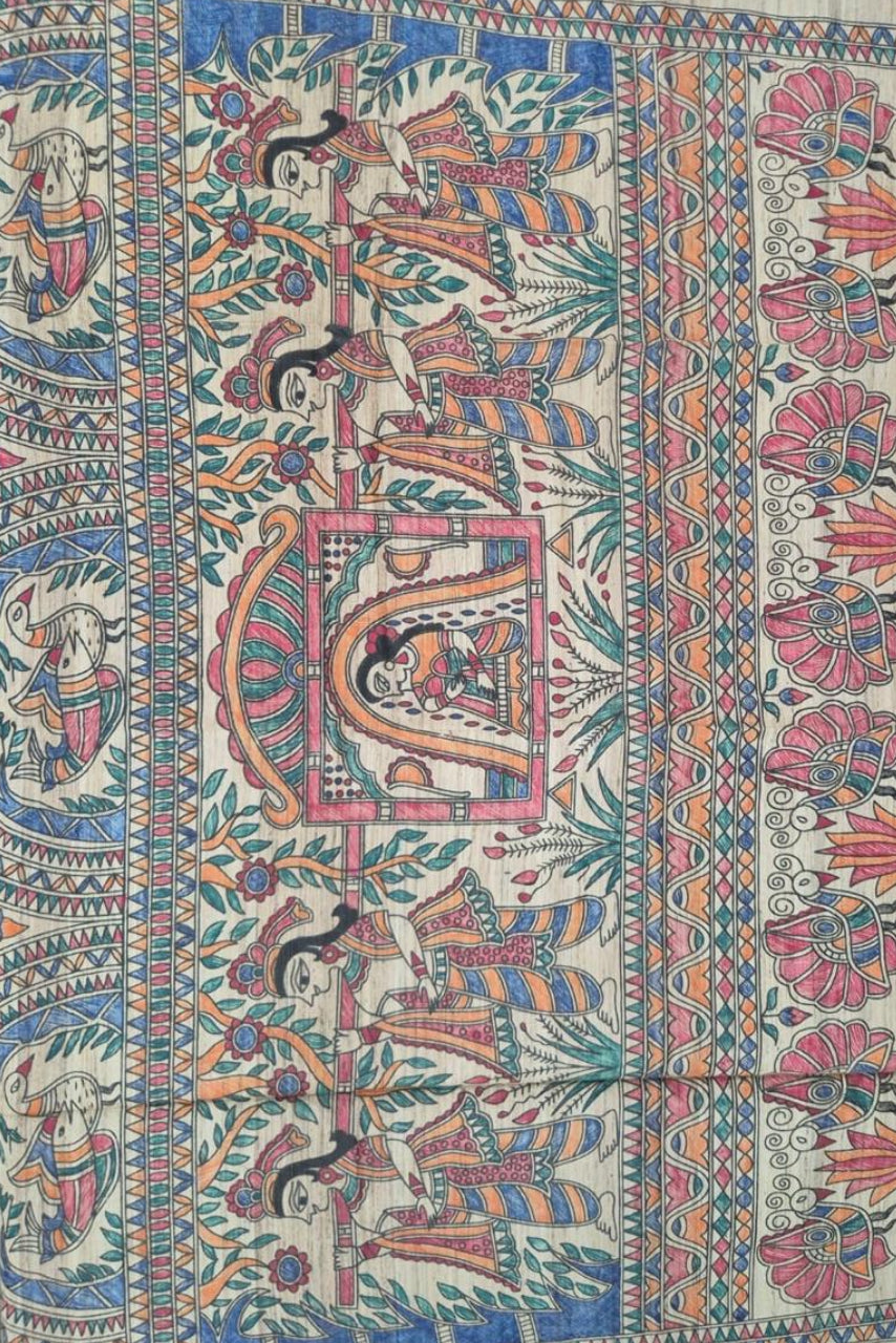 Koonjitha_ Pure Handloom Tussar _ hand painted saree