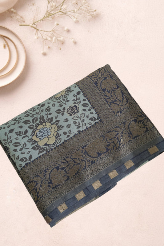 Grayinsh Blue weaved semi silk