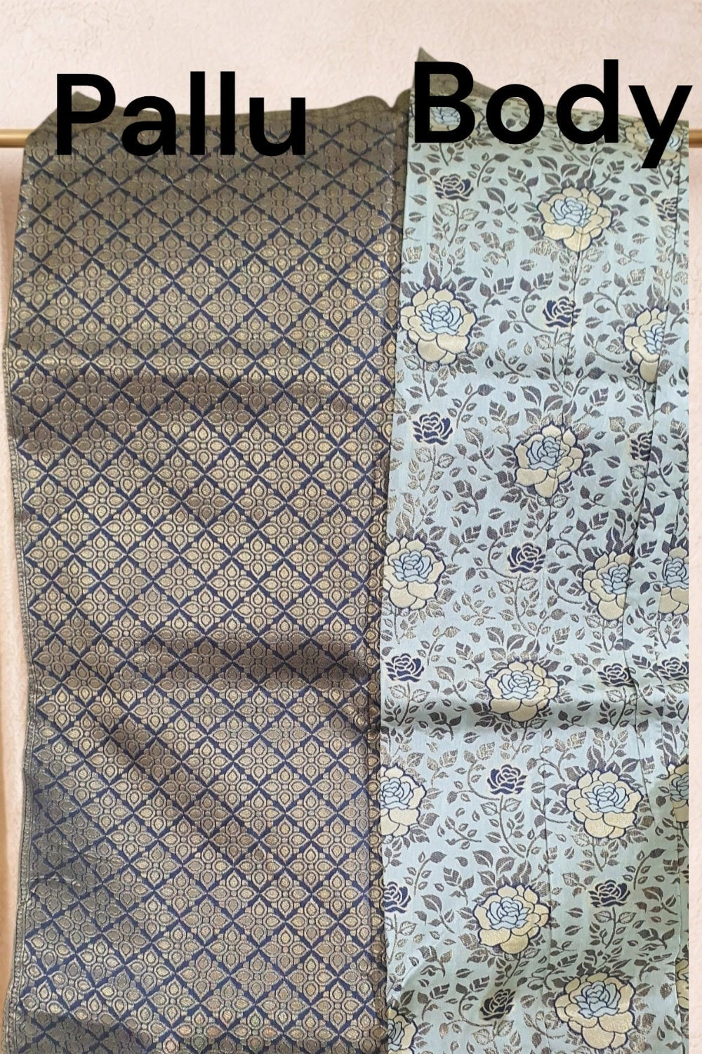 Bluish gray weaved blended silk