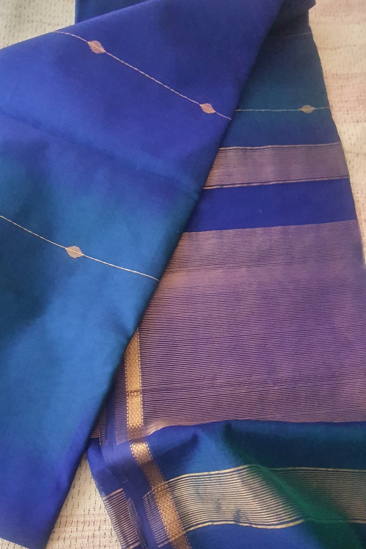 Royal Blue cotton silk maheshwari saree