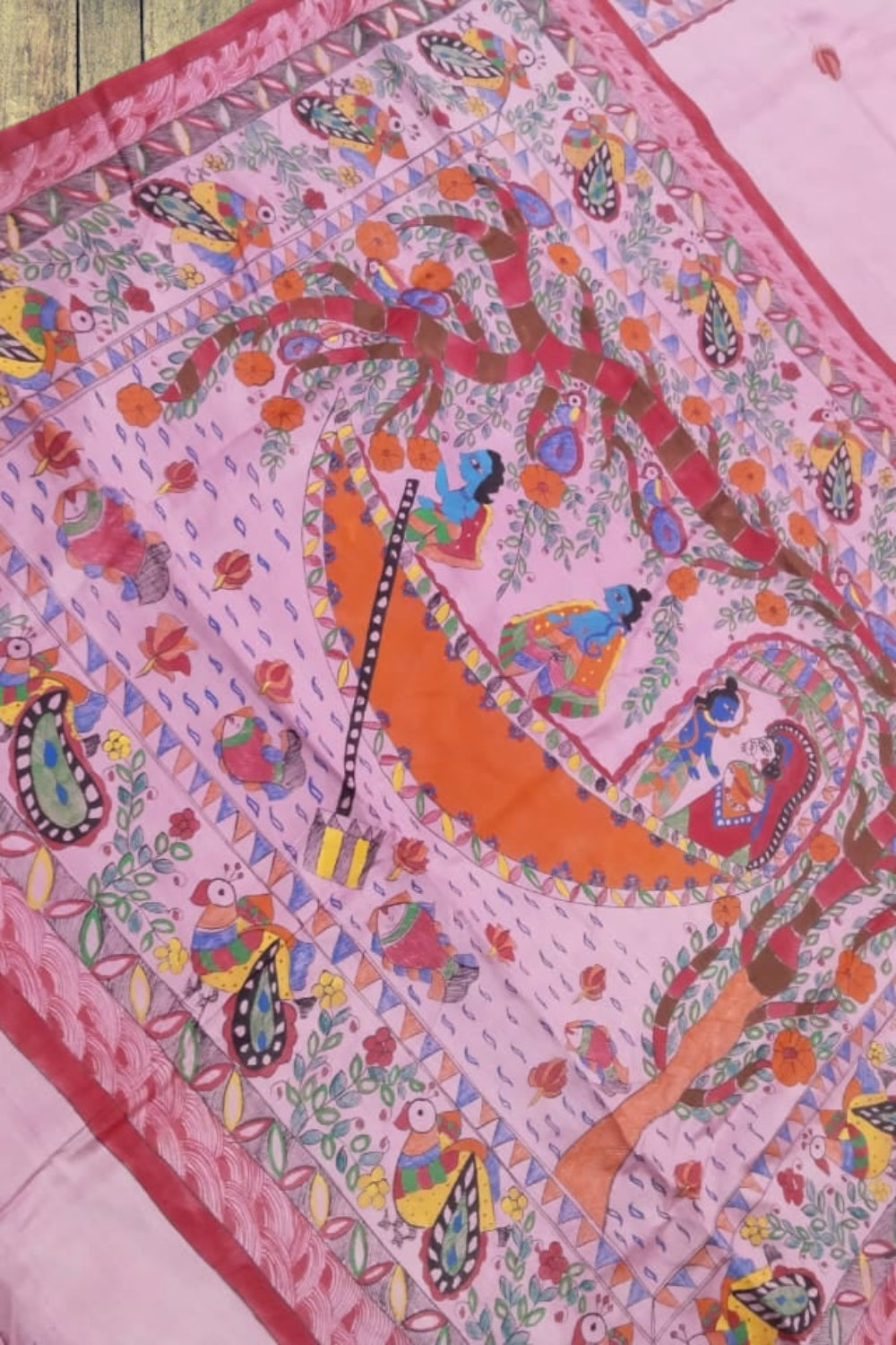 Pure Tussare hand painted saree