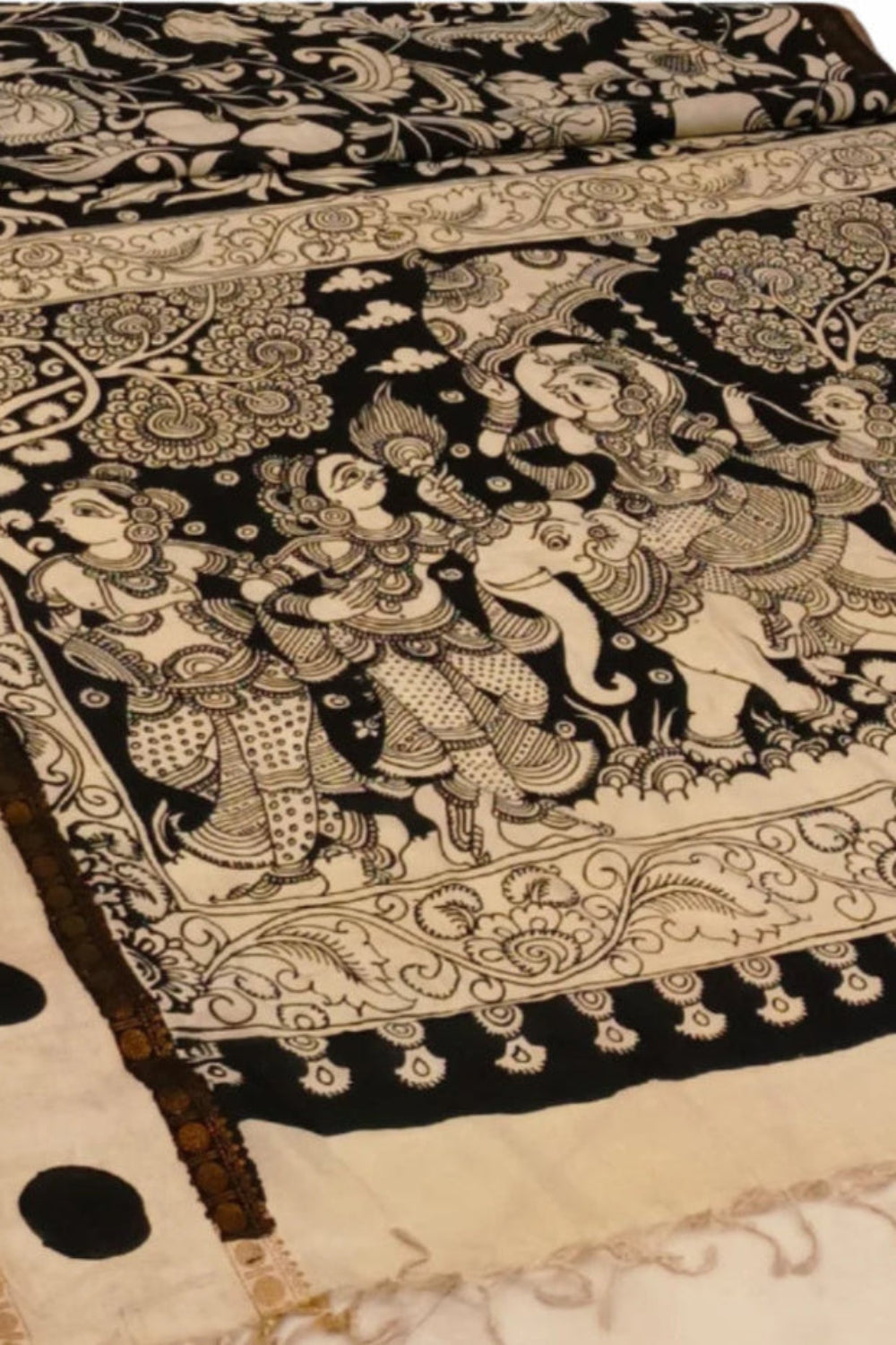 Pen hand painted kalamkari saree pure silk wedding party office party 