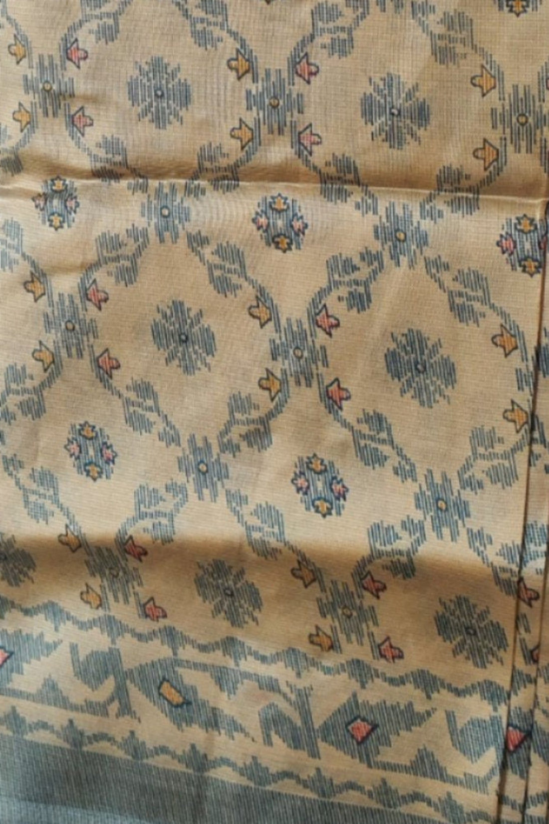 Sea Green Printed tussar