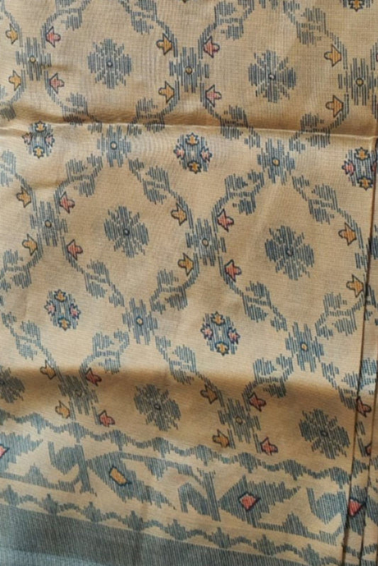 Sea Green Printed tussar