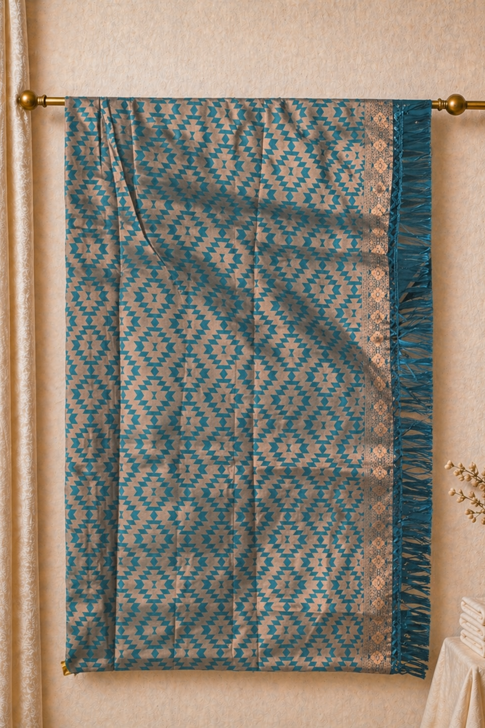 blue ikkat saree