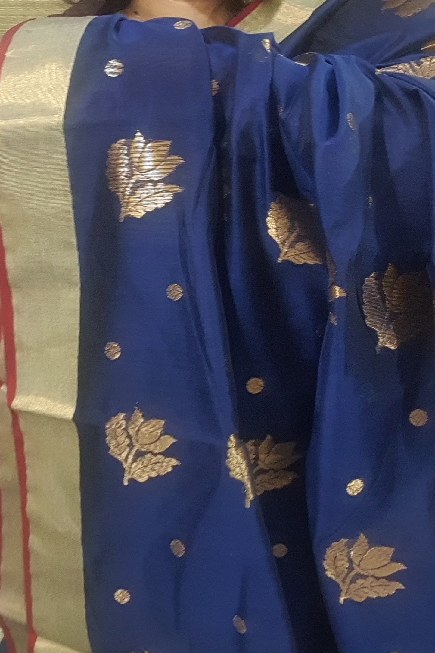pure chanderi dark blue handloom saree
