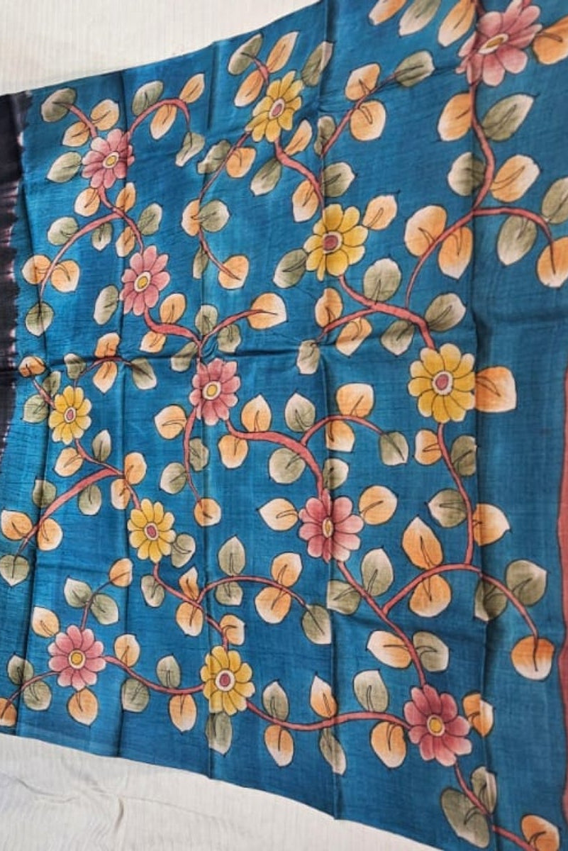 Koonjitha_fusion_saree_of_shibori_kalamkari