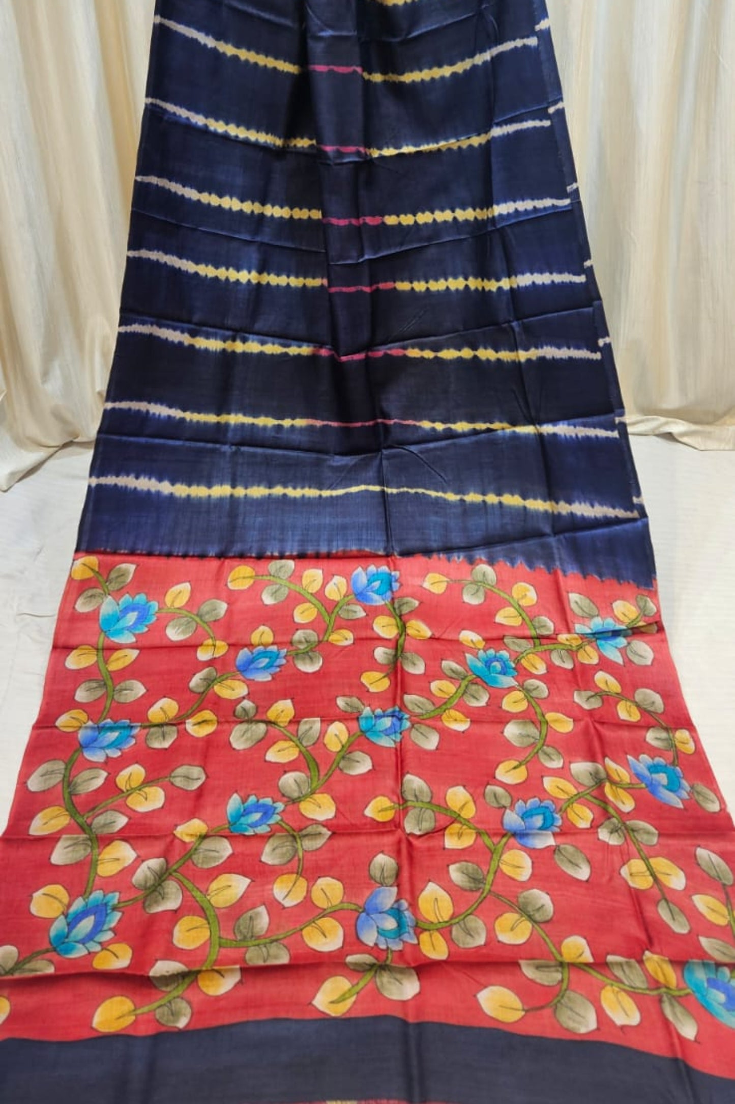 fusion saree of shibori & kalamkari