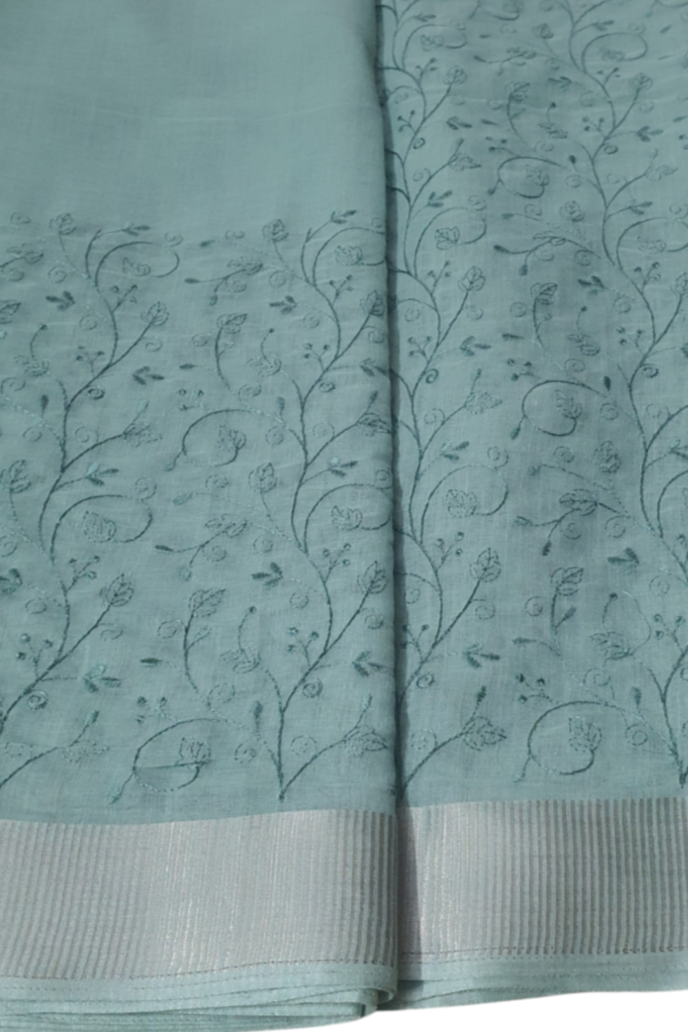 Koonjitha greenish gray linen saree