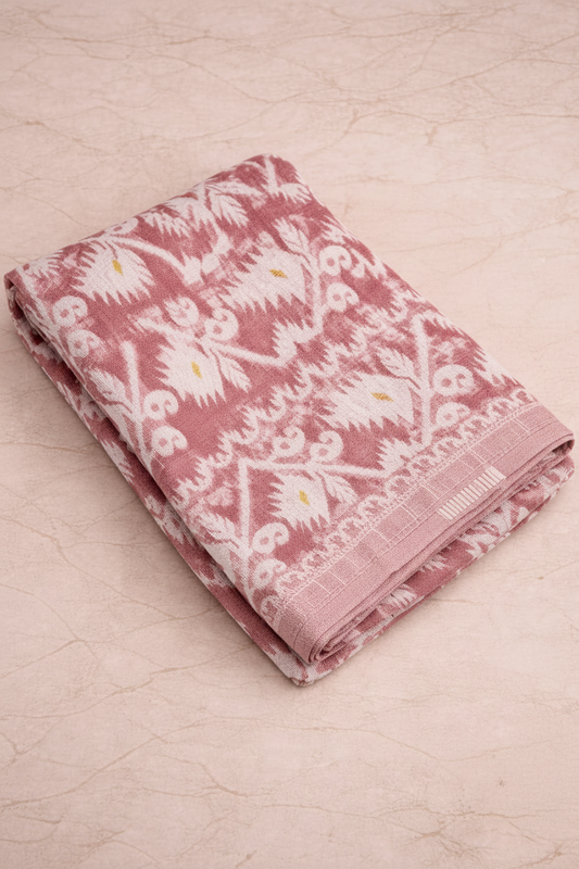 Onion pink jamdani saree with intricate weaving